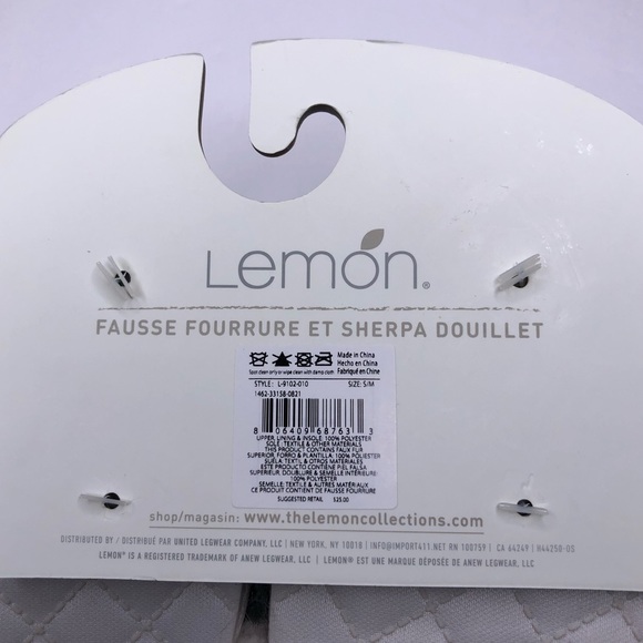 LEMON Gray Faux Fur & Creme Faux Sherpa Slippers Crisscross Style Sz S/M 5-6 - Picture 10 of 10